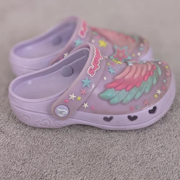 Skechers Light-Up Lavender Clogs with Pink & Mint Winged Stars - Picture 5 of 6